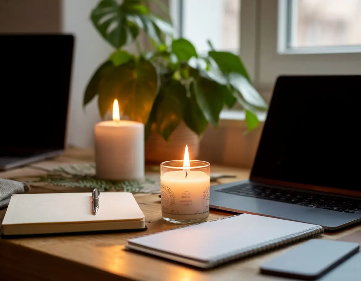 Workspace with candles